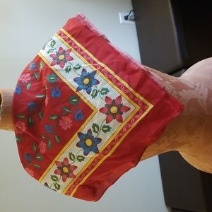 100% cotton blue and red flower bandana scarf